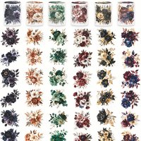 6rolls/set Flower Sticker Pre-cut PET Tape Stickers Flowers Scrapbooking Junk Journal Collage Stickers Arts DIY Crafts Planners
