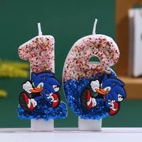 Game Shadow Party Candles Number 0-9 Kids Birthday Party Cake Decoration Supplies Cute Cartoon SONIC Party Accessories Supplies
