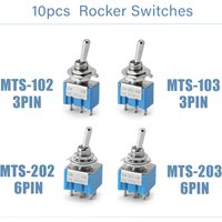 10PCS Toggle Switches Mini 3Pin 6Pin ON-ON/ON-OFF-ON ower Button Switch Car MTS-102 MTS-103 MTS-202 MTS-203