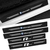 Carbon Fiber Car Door Sill Protector Stickers Accessories For Volkswagen GTI Golf Polo 6 7 Passat VW CC Tiguan T-ROC Jetta Taigo