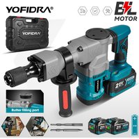 YOFIDRA Brushless Electric Hammer 6000W 3500RPM Demolition Jackhammer Heavy Duty Drilling Chiseling Tool for Makita Battery Pin