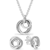 Exquisite 925 Sterling Silver Jewelry Set - Crystal Earrings & Necklace, Family-Themed Gift for Ladies