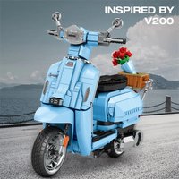 NEW Technical Roman Holiday Vespa 125 Famous Motorcycle City 10298 MOTO Assembled Building Blocks Brick Model Toy For Kids Gift