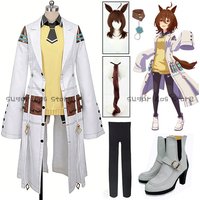 Anime Umamusume Pretty Derby Agnes Tachyon Cosplay Costume Wig Ears Tail Long Coat Suit Set For Women Halloween Party Outfits