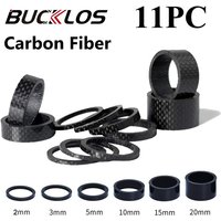11PCS BUCKLOS Bicycle Carbon Fiber Spacer 2/3/5/10/15/20mm MTB Headset Washer 28.6mm Fork Tube Spacer Mountain Bike Accessories