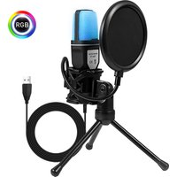 Computer Professional Gaming Condenser Microphone Karaoke Mic PC Laptop USB Wired Live Streaming Podcast Studio Mike Kit Gamer
