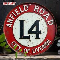 Retro Liverpool Anfield Round Aluminum Wall Art 7.87 Inch Waterproof Weathered Decor for Bedroom Garage Man Cave Indoor Spaces
