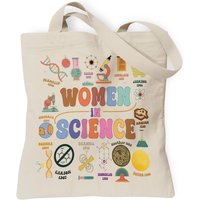 Women in Science Tote Bag Shopper Organizer Storage Clutch Travel Necessity Stylish Books Bag Causal Canvas Hangbag Gift for Her