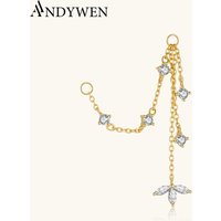 ANDYWEN 925 Sterling Silver Multi-Layer Chain with Zircon CZ Pendant, Luxury Elegant Party Wedding Dangle Earrings for Women