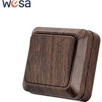 WESA Wood Wall Surface Button Light Switch EU Spray Paint Plastic Outdoor 1 Gang 1 Way Wall Exterior Rocker On / Off Switch