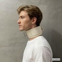 Collier cervical magnétique en coton beige pour le soutien de la nuque et le soulagement de la douleur chez l'adulte