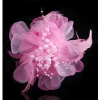 Korean Fashion Cloth Art Flower Brooch - Women's Large Feather Fabric Corsage Lapel Pin and Clothing Accessories jewelry