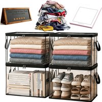 4pcs Clothes Storage Bag with Zipper Foldable Storage Containers for Clothes Blankets Toys Organizing Bedroom Closet Clothing