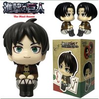 10cm Anime Attack On Titan Shingeki No Kyojin Q Sitting Dolls Levi Eren Mini Figure Desktop Ornament Birthday Christmas Gift