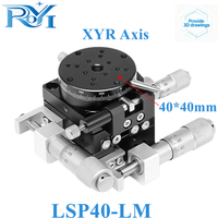 Precyzyjny stół liniowy XYR Axis LSP40 40mm z prowadnicami rolkowymi krzyżowymi, mikrometryczny stół przesuwny, platforma regulacji 3-osiowa.