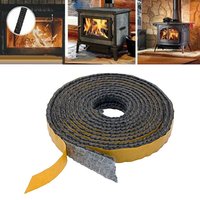 Black Flat Stoves Rope Self-Adhesive Fiberglass Fireplace Door Sealing Cord Replacement Gasket Tape 10mm Wide X 2mm