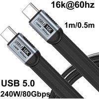 0.5M/1M OTG 80Gbps Data PD 5A 240W Fast Charger charging USB 5.0 TYPE-C Video 16K@60Hz Flat Extension Cable For PS4 PHONE HUB