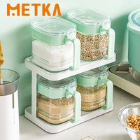 4-Piece Glass Spice Container Set Sealed Salt Bottle and Seasoning Storage Jars Clear Spice Pots for Kitchen Organization