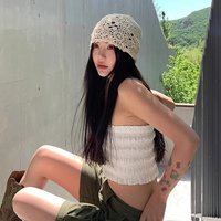 Breathable Hollowed Out Knitted Hat Flowers Casual Beret Cap Summer Fashion Flowers Breathable Cotton Skullies Sun Visor Women