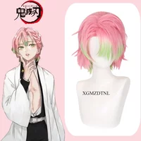 Kanroji Mitsuri Cosplay Wig Pink Short Heat Resistant Synthetic Hair Male Version Halloween Accessories Wigs Demon Anime Slayer