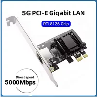 5G PCI-E to RJ45 Network Card Realtek 8126 1000/2500/5000Mbps RJ45 Interface Gigabit Ethernet PCI Express X1 X4 X8 X16 Adapter
