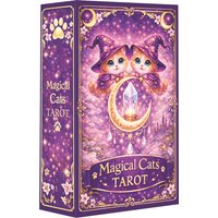 78 Rider-Waite style tarot cards, featuring magical cat illustrations, designed for intuitive reading and perfect for beginners.