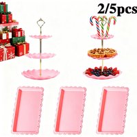 2/5pcs luxury pink cake rack dessert table ornaments afternoon tea dessert tray three-tier cake tray, suitable for Christmas.