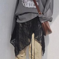 INS Hot Lace Layered Skirt Women Irregular Wrap Bandage Apron Skirt Spring Hip Covering Outer Skirt