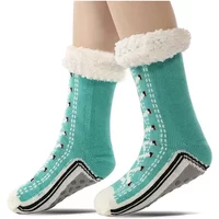 Fuzzy Fluffy Sock Women Winter Warm Plush Non Slip Home Sleeping Soft Female Floor Thermal Grip Slipper Sock Short Funny Zipper
