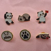6pcs Cartoon China Panda Badge Autumn/Winter Clothing Accessories Brooch Men's and Women's Backpack Decoration Gift