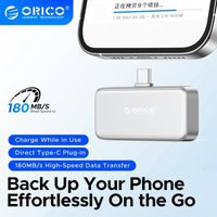 ORICO Portable SSD 64 128 256GB MINI FlashPod PSSD ProRes with Direct Plug Fast Charging for Dashcam Mobile Mac PC iPhone 16/15