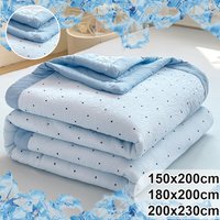 Soft Cooling Summer Quilt with Cotton Filling Portable Breathable Washable Air-Con Blanket Thin Comforter for Student Home Dorm