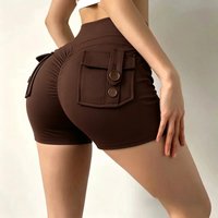 Women's High-Waist Yoga Sports Shorts with Pockets Push-Up Butt Lift Fitness Running Shorts Gym Tights Training Shorts