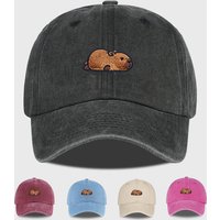 Multi-color Washed Capybara Embroidered Baseball Cap Adjustable Casual Dad Hat for Men Women Daily Wear Street Style