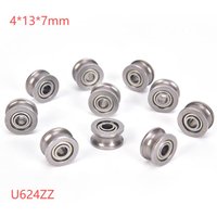 10pcs U624ZZ 4*13*7mm U Shaped Round Bottom Track Groove Pulley Bearing Sliding Rollers Bearing U Groove Ball Bearings