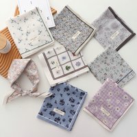 100% Cotton Printed Versatile Simple Hand Towel Women's Small Square Towel Scarf Korean Style Small Silk Scarf Women Headband