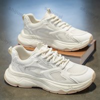 Men White Sneakers Summer New Breathable Mesh Non Slip Sports Running Shoes Lightweight Comfortable Lace Up Outdoor Casual Shoes