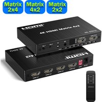 4K 60Hz HDMI Matrix Switcher 4x2 2x4 2x2 Matrix HDMI Video Switch Splitter 2 in 4 out with Optical & R/L Audio out for PC Loptop