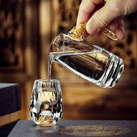 2pcs/6pcs Luxurious Crystal Golden Foil Shot Glass, 0.5oz/15ml, Exquisite Handcrafted Spirits Glasses For Whiskey, Vodka Cup