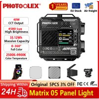 PHOTOOLEX 40W RGB LED Video Light Camera Light 2500K-9900K With Cold Shoe Mini Vlog Fill Light 4600mAh Type-C Panel Lamp