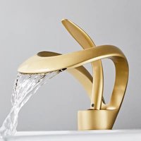 59# Brass Bathroom Basin Faucet Rose Gold Faucet Brass Creative Gun Grey Sink Mixer Tap Hot & Cold Waterfall Faucet White Taps