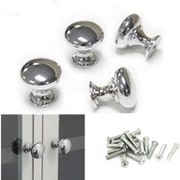 2/4Pcs Chrome Metal Door Knobs Drawer Wardrobe Kitchen Cupboard Handles Silver Furniture Accessories Door Handles Interior Doors
