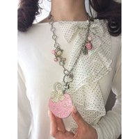 Sweet Fashion Niche Ins style Personality Cute pink Girlish charm Strawberry Leather Alloy Necklace Clavicle chain