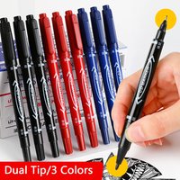 4/10 Pcs markers pen Dual Tip Permanent Paint Marker Pen Black/Blue/Red Ink For Wood Stone Metal Glass Doodling Graffiti