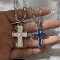 High Quality Cubic Zirconia Cross Pendant Necklace for Men and Women Hip Hop Rock Christian Faith Amulet Jewelry Gift
