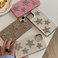 Bling Bling Glitter Five Pointed Star Colorful Cracked Textured Leather Phone Cover Case for iPhone 17 16 15 14 13 Pro Max