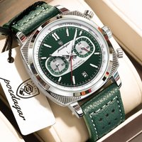 POEDAGAR Fashion Men Clock Luminous Waterproof Chronograph Date Casual Male Wristwatch Luxury Leather Quartz Men's Watches Reloj