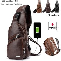 Fashionable Men Chest Bag Simple Casual Portable Charging Crossbody Pack Multifunctional Outdoor Sports Commuting Shoulder Bag