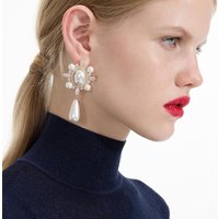 Fashionable Pearl Drop Earrings with Diamond Embedding Unique Design Women's Accessory New Arrival Elegant Jewelry