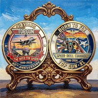 40th Anniversary Commemorative Coin Set-Top Gun Military Coin & Keychain & Pin Brooch Lapel Badge for Fans Collectors Gift